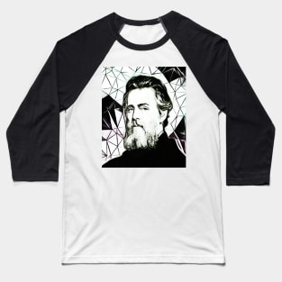 Herman Melville Black and White Portrait | Herman Melville Artwork 4 Baseball T-Shirt